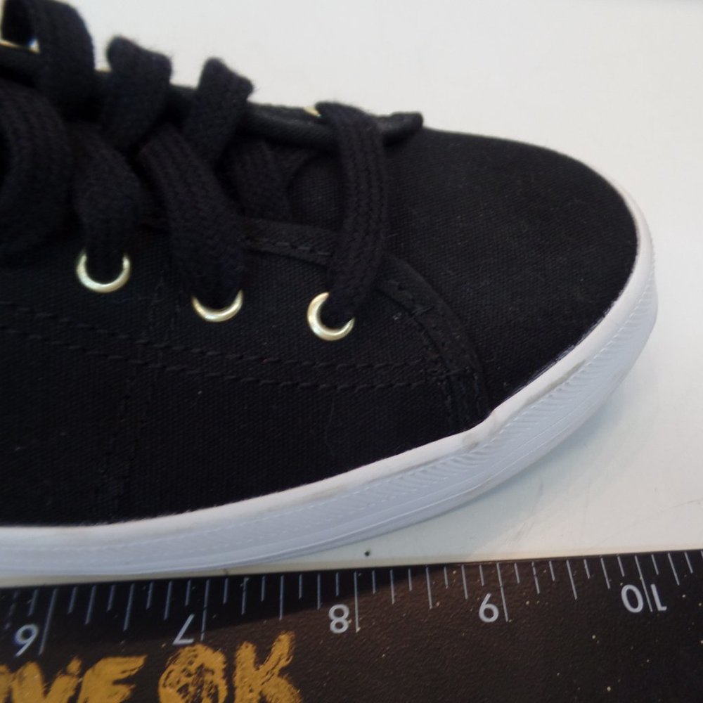 Keds Leopard Print & Black Canvas Shoes Sz 8.5 Goldtone Hardware - Picture 11 of 12